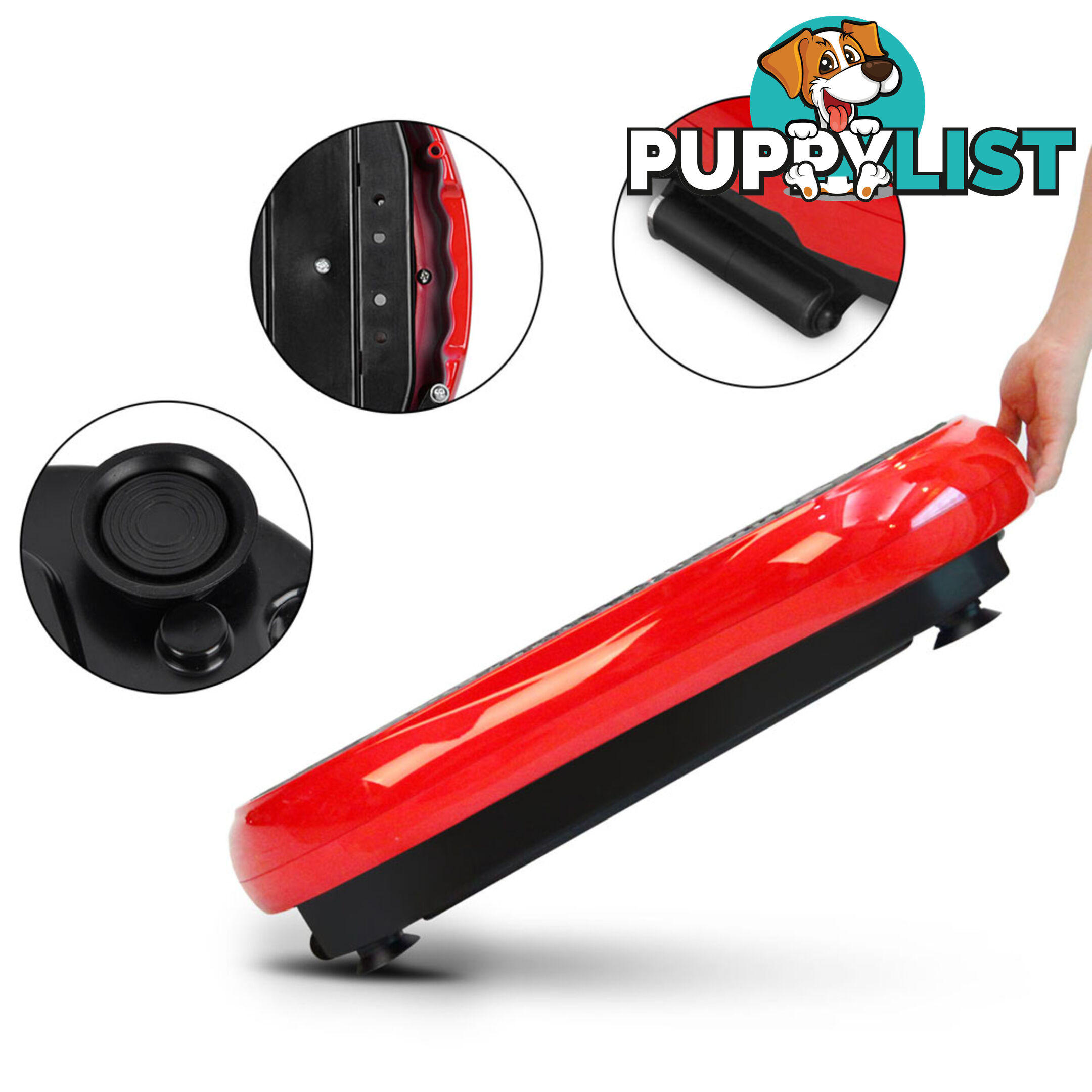 1000W Vibrating Plate with Roller Wheels - Red