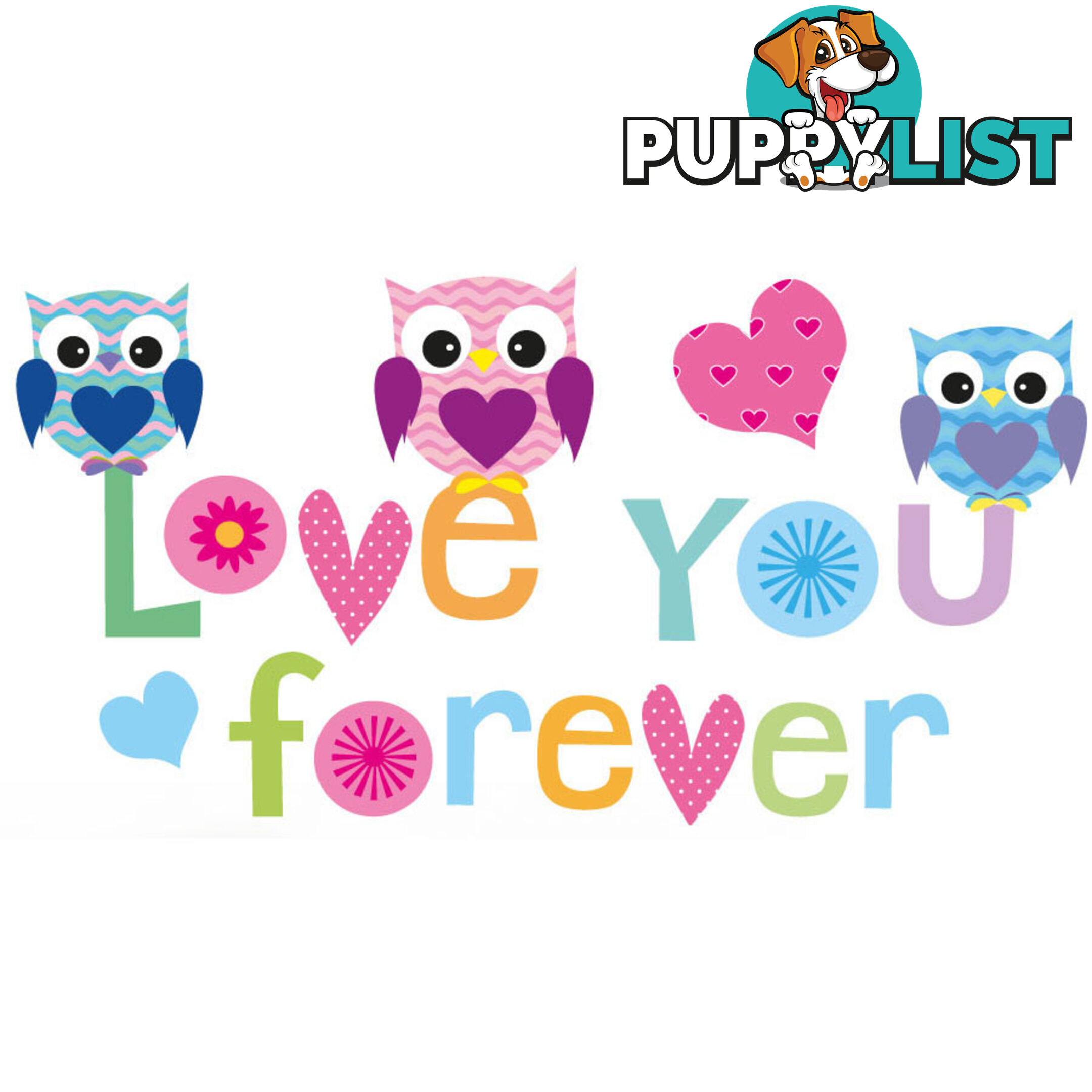 Extra Large Size Love Forever Owls Wall Sticker - Totally Movable