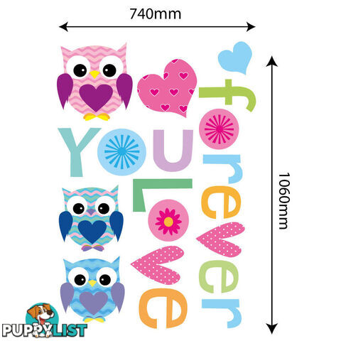 Extra Large Size Love Forever Owls Wall Sticker - Totally Movable