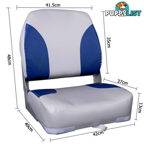 Set of 2 Swivel Folding Marine Boat Seats Grey Blue