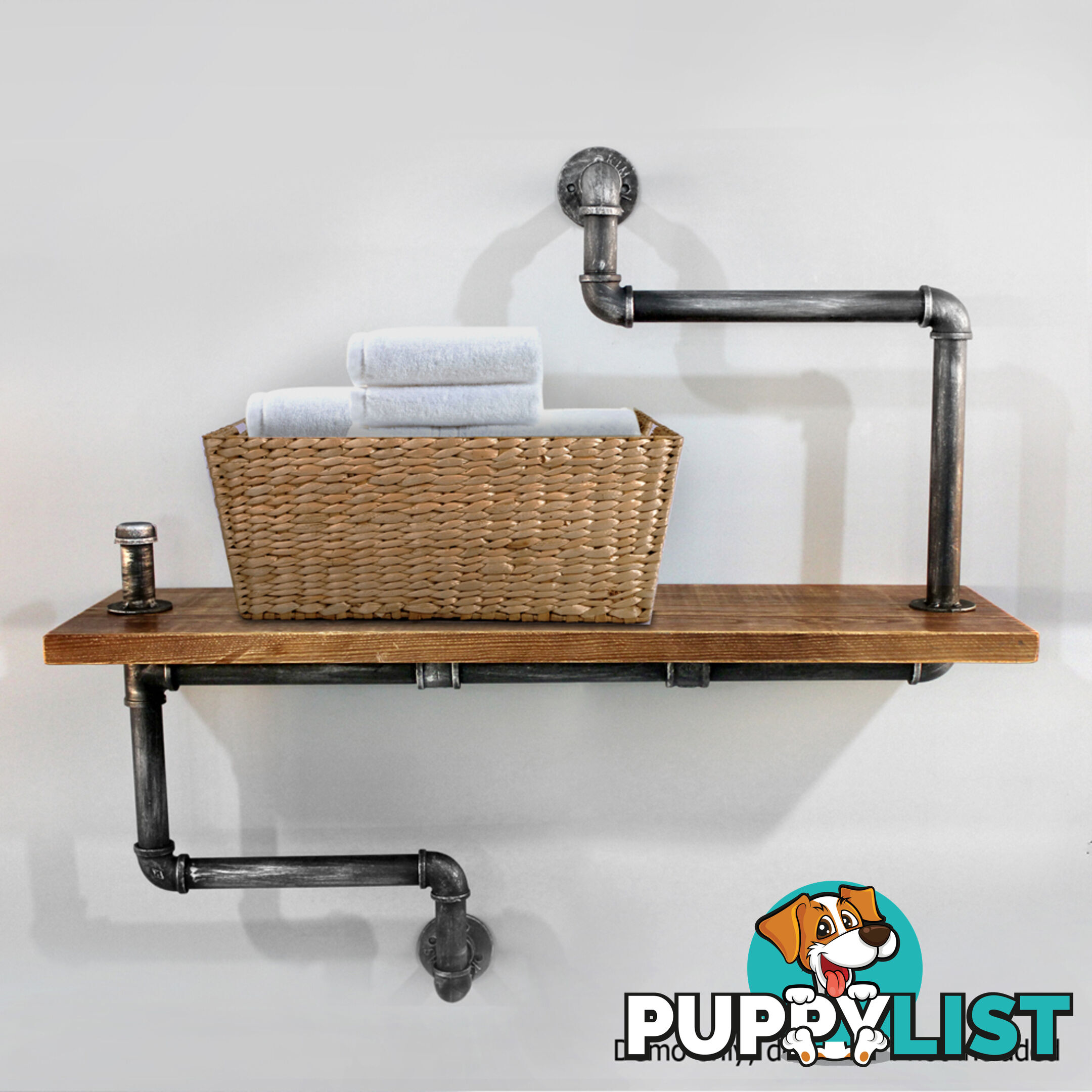 Rustic Industrial DIY Floating Pipe Shelf