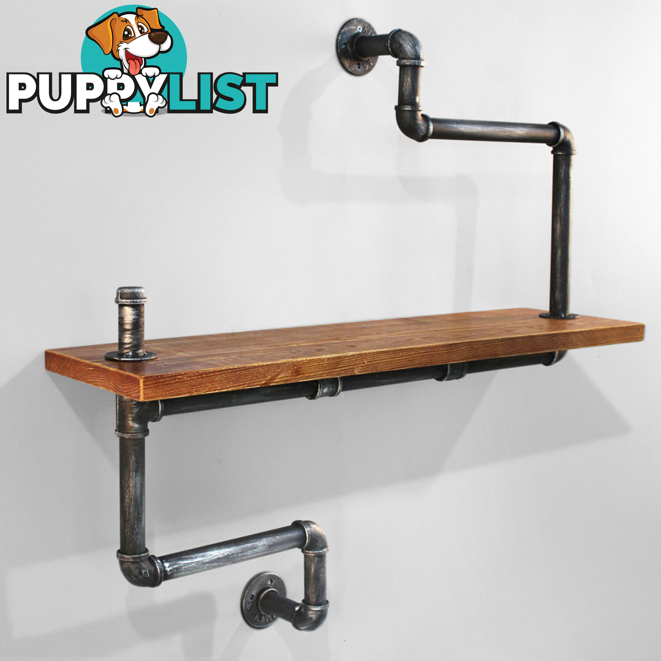 Rustic Industrial DIY Floating Pipe Shelf