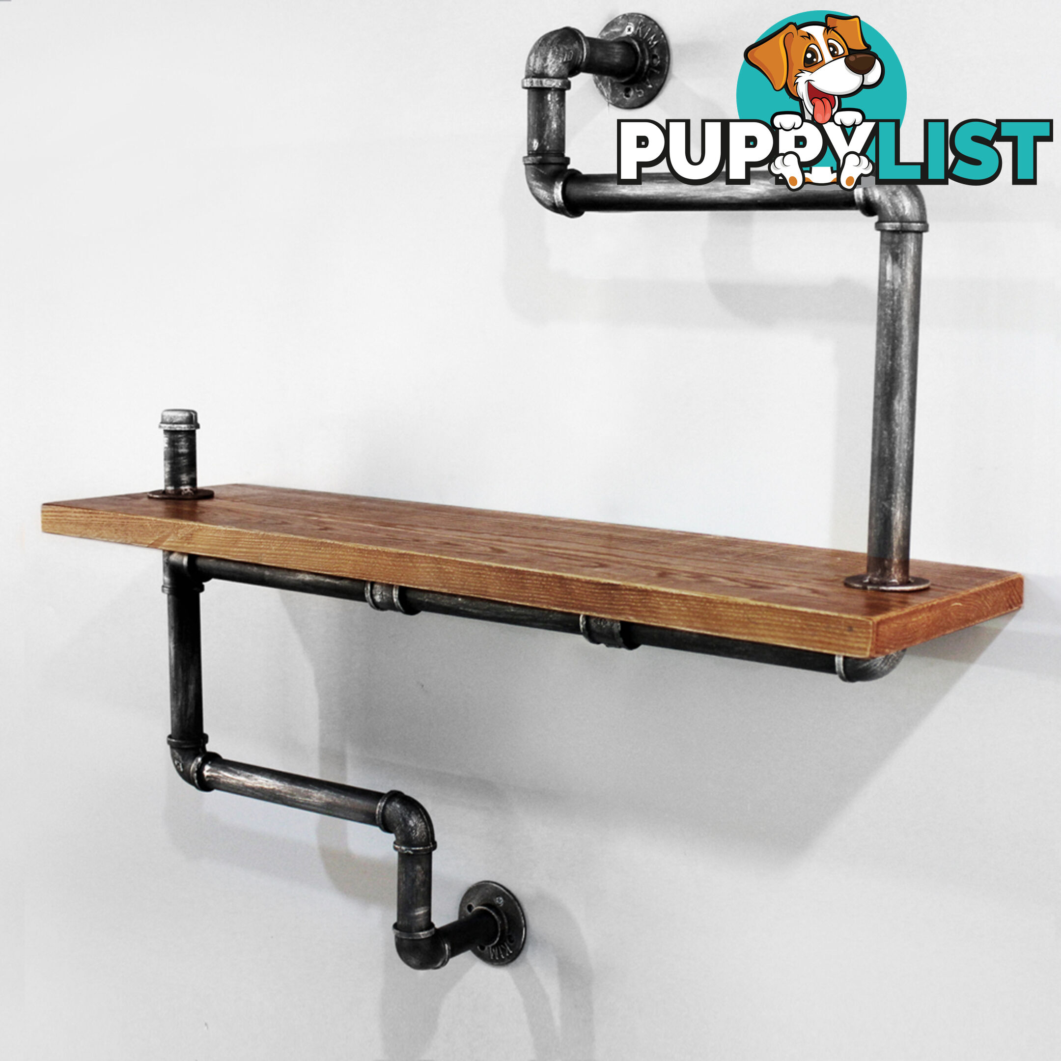 Rustic Industrial DIY Floating Pipe Shelf