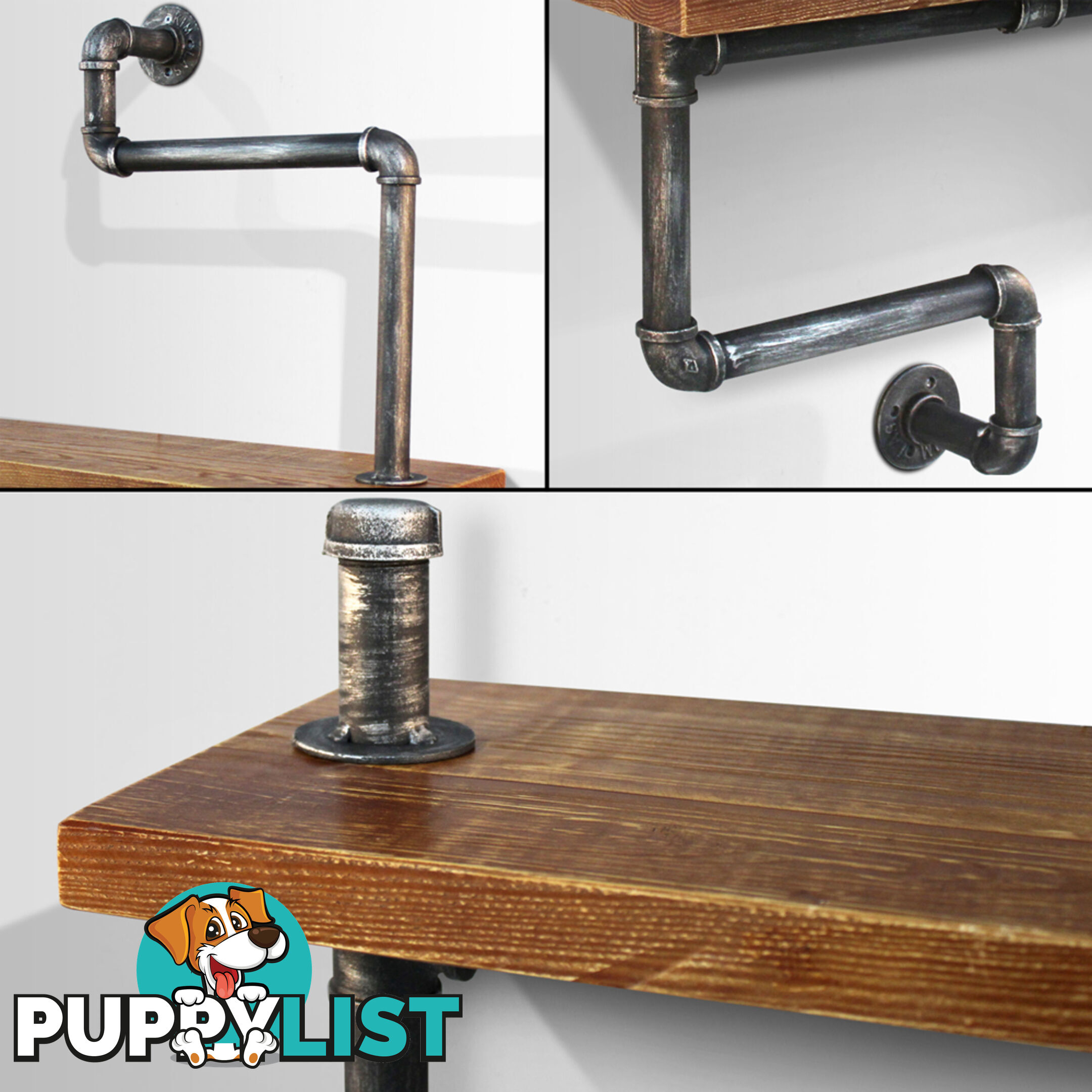 Rustic Industrial DIY Floating Pipe Shelf