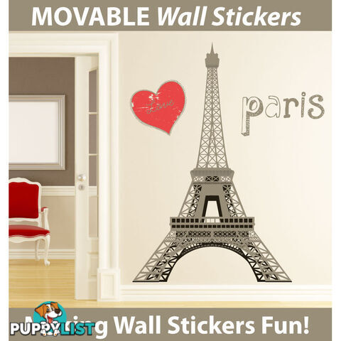 Large Size Paris Eiffel Tower Wall Stickers - Totally Movable