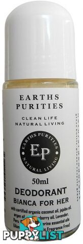 Earths Purities Ladies Natural Bianca for Her Liquid Roll On Deodorant 50ml - Earths Purities - 0797776150625