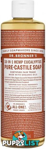 Dr Bronner's Pure Castile Liquid Soap Eucalyptus 473ml - Dr Bronner's - 018787763162