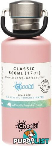 Cheeki Stainless Steel Bottle Pink 500ml - Cheeki - 9342192005144