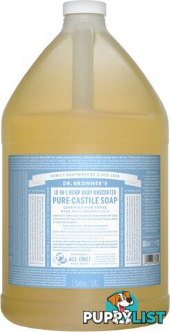 Dr Bronner's Pure Castile Liquid Soap Baby Unscented 3.78L - Dr Bronner's - 018787762653