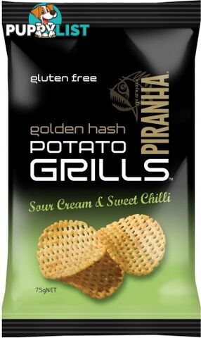 Piranha Potato Grills Sour Cream & Sweet Chilli  12x75g - Piranha - 9311796598222