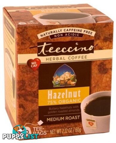 Teeccino Hazelnut Roasted Herbal Tea 10 Tee-Bags - Teeccino Caffeine Free - 795239400607