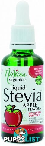 Nirvana Organics Apple Flavour Stevia Liquid 50ml - Nirvana Organics - 9338196000964