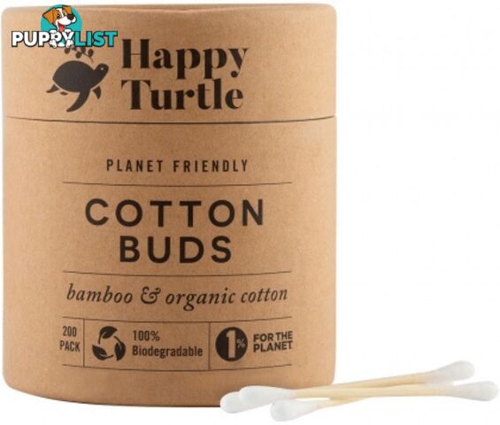 Happy Turtle Organic Cotton & Bamboo Cotton Buds - 200 Tube - Happy Turtle - 793591865492