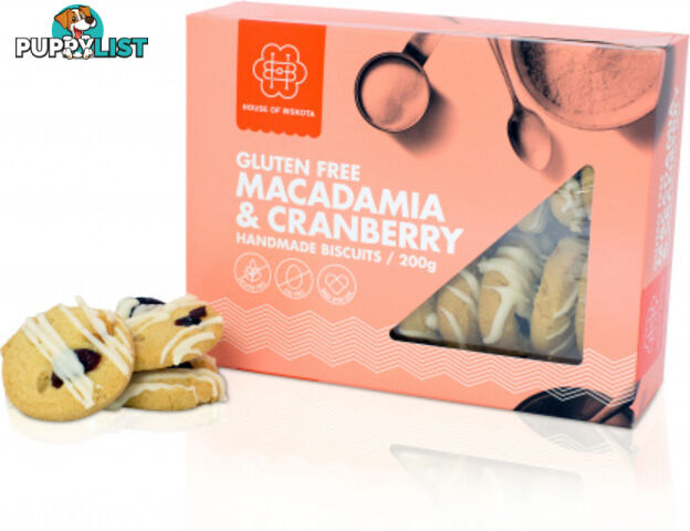 House of Biskota Gluten Free Macadamia & Cranberry Biscuits 200g - House of Biskota - 9336989001624