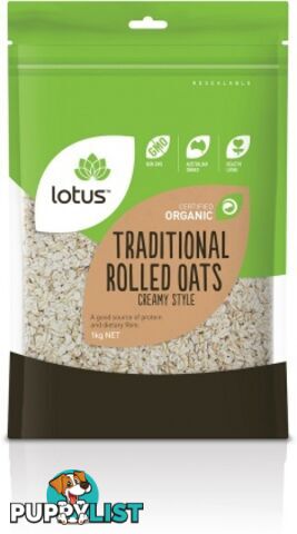 Lotus Organic Traditional Rolled Oats Creamy Style 1Kg - Lotus - 9317127640400