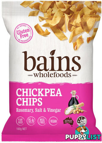 Bains Wholefoods Chickpea Chips Rosemary, Salt & Vinegar  100g - Bains Wholefoods - 9328598001041