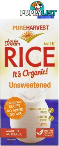 Pure Harvest Organic Rice Milk Natural 1L - Pure Harvest - 9312231233265