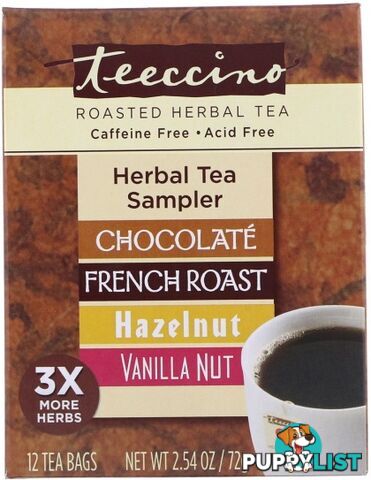 Teeccino Classic Roasted Herbal Tea Sampler Box 12 Teabags 72g - Teeccino Caffeine Free - 795239400010