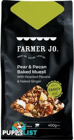 Farmer Jo Pear & Pecan Nuts Baked Muesli w/Roasted Pecans & Naked Ginger 400g - Farmer Jo - 9346430000076