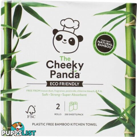 The Cheeky Panda Plastic Free Kitchen Paper Towel 2 Rolls (200 Sheets / Pack) - The Cheeky Panda - 5060561630042