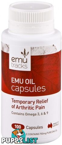 Emu Tracks Emu Oil 750mg 100 Capsules - Emu Tracks - 9334738000010