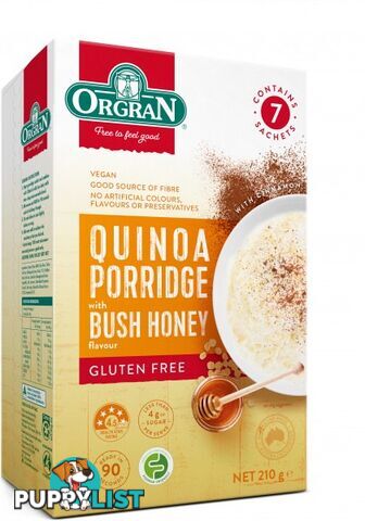 Orgran Quinoa Porridge Honey  (7x30g Sachets) 210g - Orgran - 720516025594