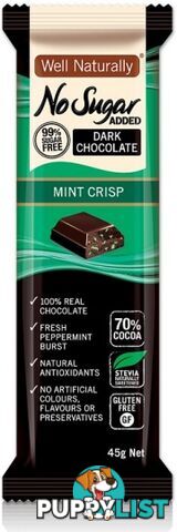 Well Naturally No Sugar Added Dark Chocolate Mint Crisp 45gx16Bars - Well Naturally - 9311914601421