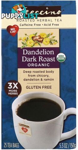 Teeccino Dandelion Dark Roast Herbal Tea 25 Teabags 150g - Teeccino Caffeine Free - 795239431113