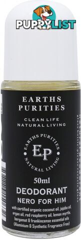 Earths Purities Mens Natural Nero for Him Liquid Roll On Deodorant 50ml - Earths Purities - 797776150632