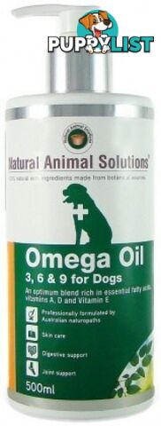 Natural Animal Solutions Omega Oil 3,6&9 Dogs 500ml - Natural Animal Solutions - 9341976000085