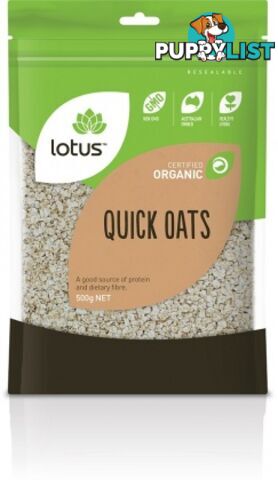 Lotus Organic Quick Oats Rolled 500gm - Lotus - 9317127639985