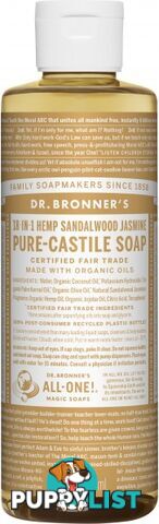 Dr Bronner's Pure Castile Liquid Soap Sandalwood Jasmine 237ml - Dr Bronner's - 018787780084