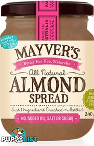 Mayvers Almond Butter Spread 240g - Mayvers - 9310885100018