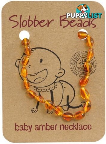 Slobber Beads Baltic Amber Baby Teething Necklace Honey Oval - Slobber Beads - 080687466054