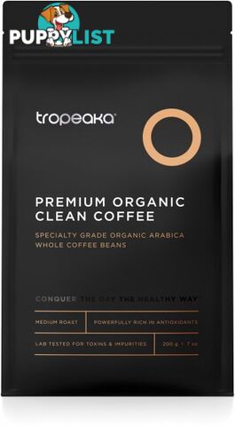 Tropeaka Premium Organic Clean Coffee Whole Bean 200g - Tropeaka - 9350728001331