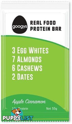 Googys Natural Paleo Protein Bar Apple Cinnamon  12x55g - Googys - 9369999077709