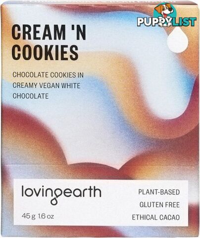 Loving Earth Cream 'N' Cookies White Chocolate 11x45g - Loving Earth - 9339709006183