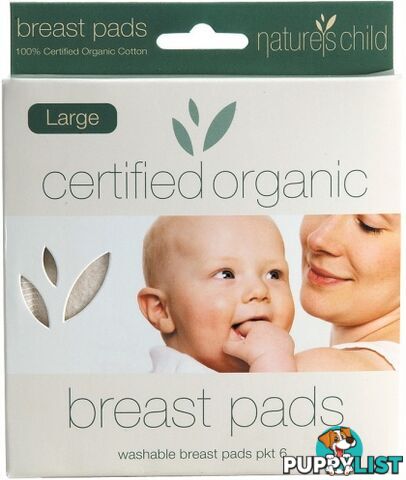 Natures Child Organic Cotton Reusable Breast Pads Night Large Pkt 6 - Natures Child - 9336588000059