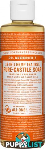 Dr Bronner's Pure Castile Liquid Soap Tea Tree 237ml - Dr Bronner's - 018787776087