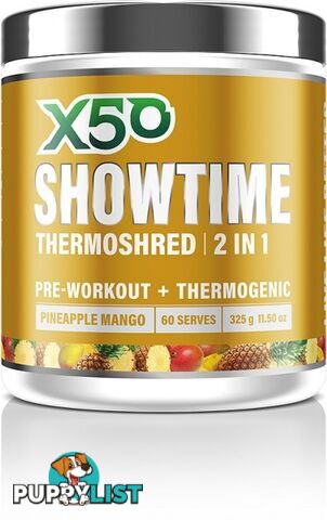 X50 Showtime Thermoshred 2 in 1 Pineapple Mango  325g - X50 - 9343518002526