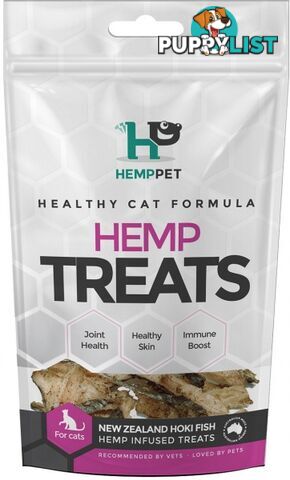 Hemp Pet Coat Care Support Ocean Nibbles NZ Hoki Fish Hemp Infused Treats for Cats 70g - Hemp Pet - 0019321314123