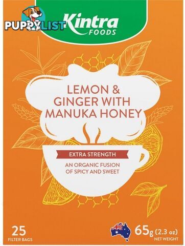 Kintra Foods Lemon & Ginger with Manuka Honey Tea 25Teabags - Kintra Foods - 9341709000696