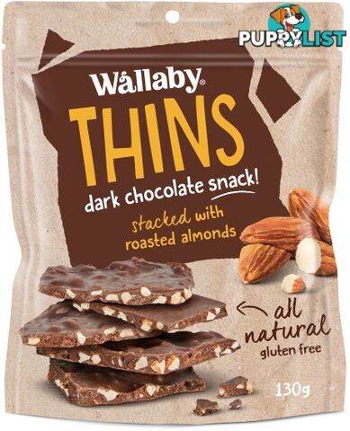 Wallaby Thins Dark Chocolate Snack with Roasted Almonds  130g - Wallaby - 9314943031009