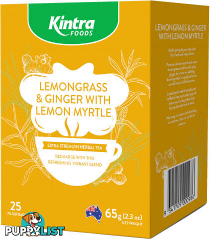 Kintra Foods Lemongrass, Ginger & Lemon Myrtle 25Teabags - Kintra Foods - 9341709000986