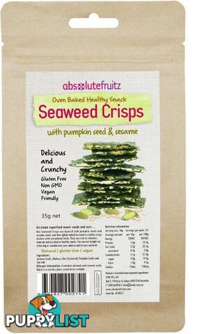 Absolutefruitz Seaweed Crisps Pumpkin Seed & Sesame 40g - Absolutefruitz - 9334827002741