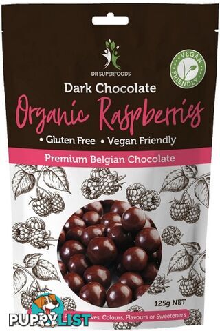 Dr Superfoods Dark Chocolate Organic Raspberries 125g - Dr Superfoods - 0680569506696