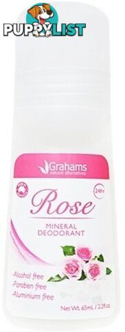 Grahams Rose Mineral Deodorant Roll On 65ml - Grahams - 9332996000520