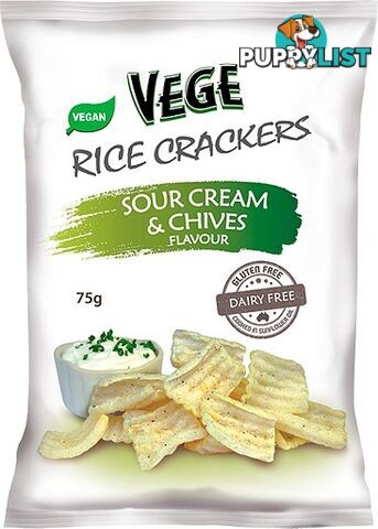 Vege Rice Cracker Sour Cream & Chives  5x75g - Vege Chips - 9315991023879