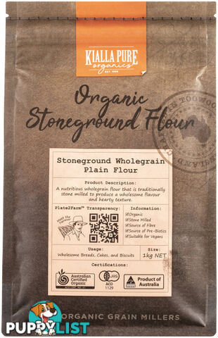 Kialla Organic Stoneground Wholegrain Plain Flour 1Kg - Kialla Pure Organics - 9313958005791