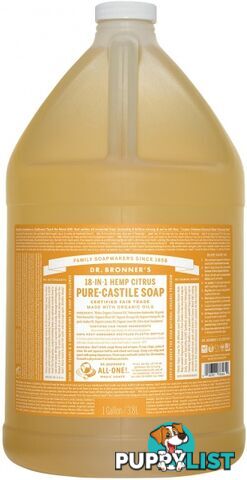 Dr Bronner's Pure Castile Liquid Soap Citrus 3.78L - Dr Bronner's - 018787777657